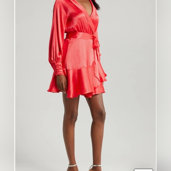 Galiena Long Sleeve Satin Wrap Dress - Picture 4 of 4